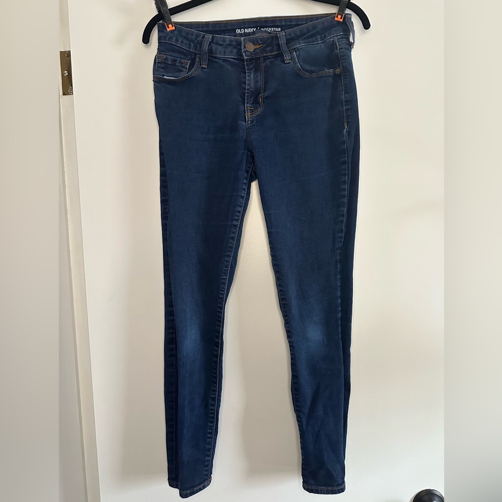 Old Navy Rockstar 24/7 Mid-Rise Super Skinny Jeans – Dark Wash (6 Short)